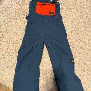 Quiksilver Blue Snow Pants with Bib Design and Water-Resistant